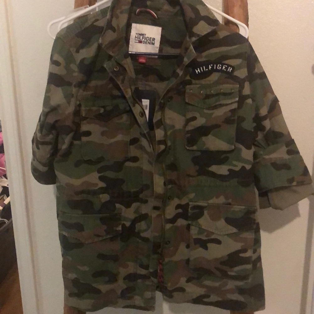 Army denim Tommy Hilfiger zip/ button jacket